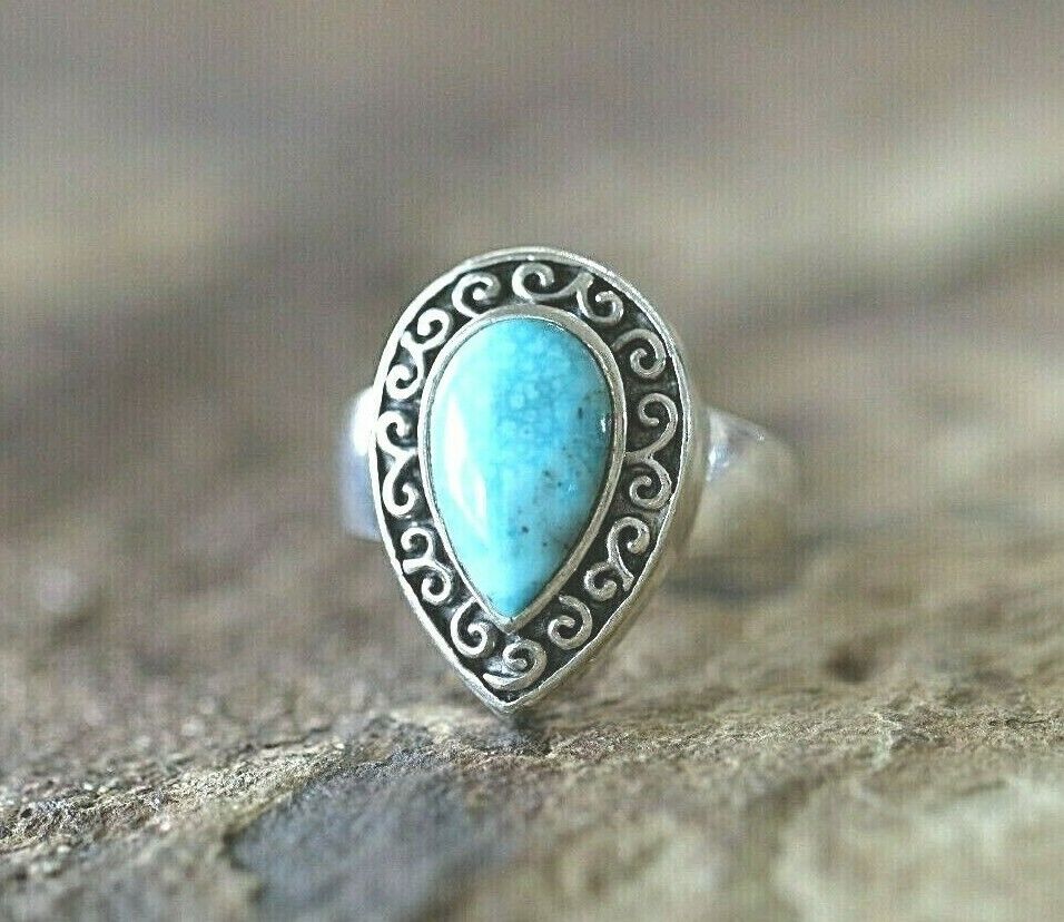 *VINTAGE*  BARSE Sterling Silver Turquoise Teardrop Southwest Ring Size 7.5