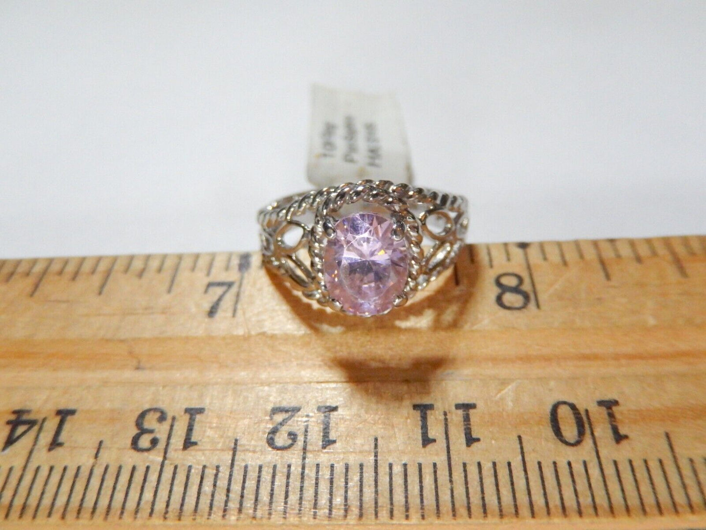 *NWT*  10K White Gold 1.25 CT Oval Lab Created Pink Sapphire Diamond Ring Sz 6