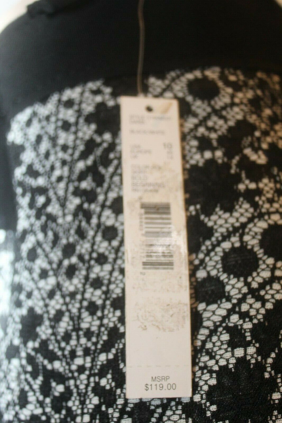 *NWT* $119. ANTONIO MELANI Black White Lace Layered Lined Pencil Skirt Sz 10