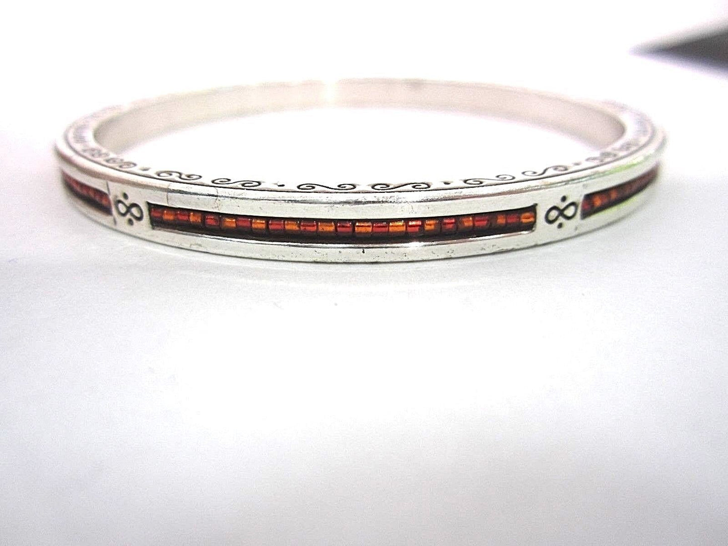 RETIRED BRIGHTON Citrine Decorative Silvertone Bangle Bracelet