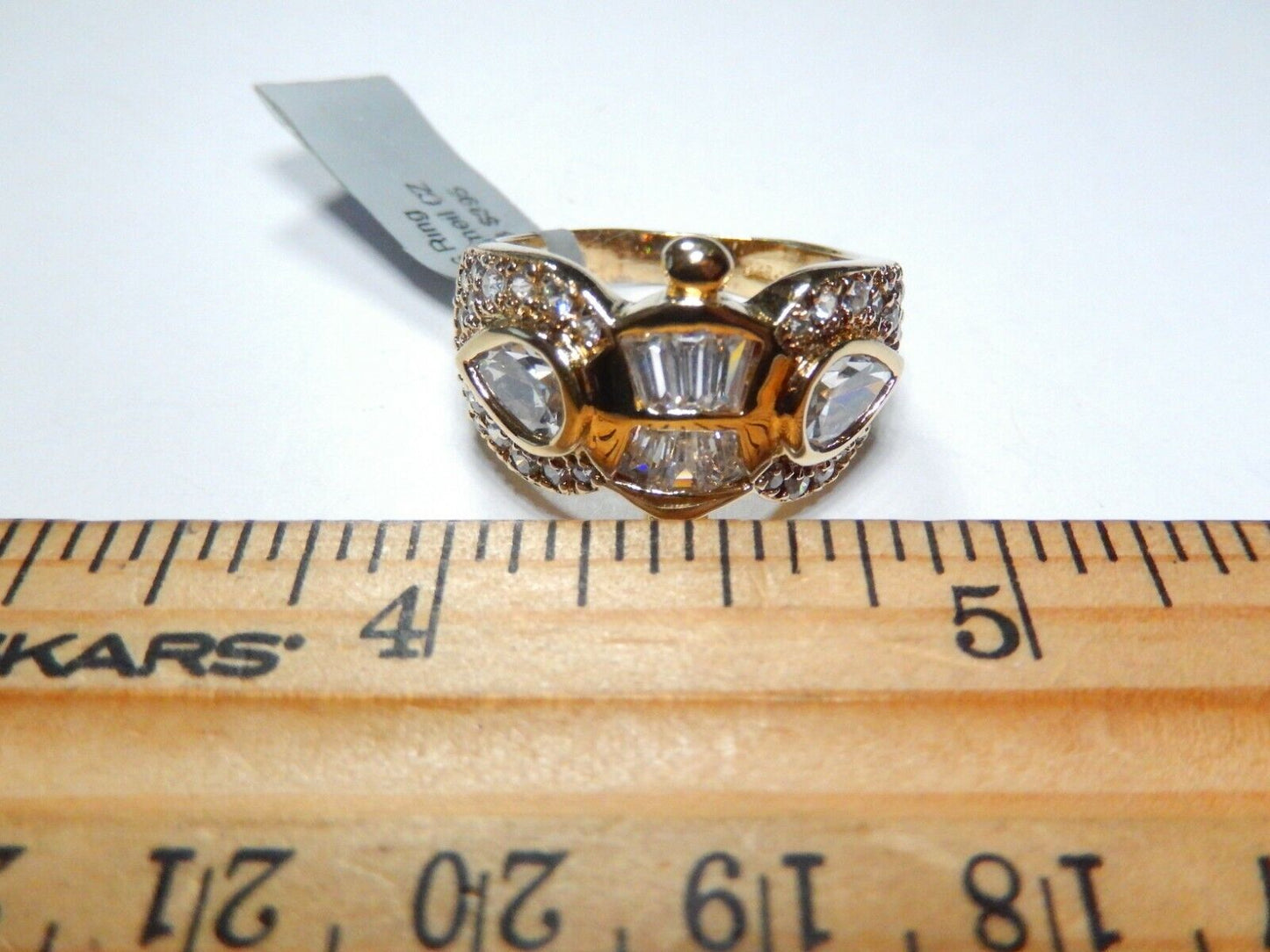 *STUNNING*   Gold Vermeil .925  CZ  2.00CT Statement  Ring,  Size 9.25
