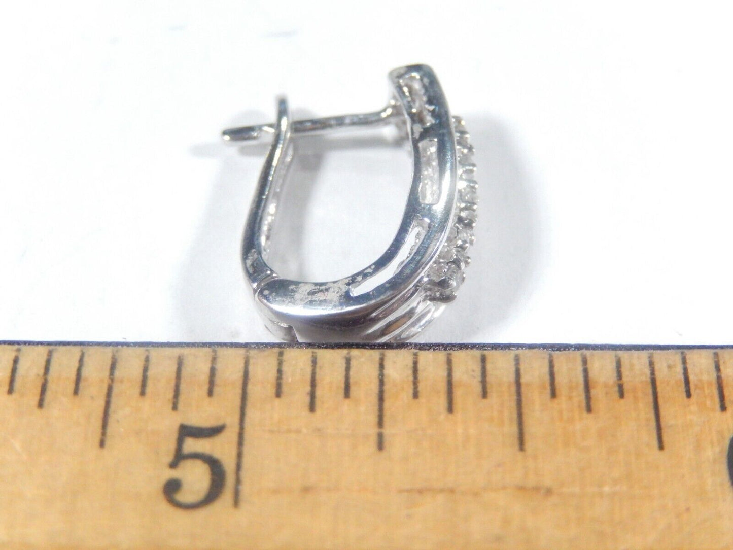 14K White Gold .50CT NATURAL ROUND &BAGUETTES DIAMOND CLUSTER EARRINGS