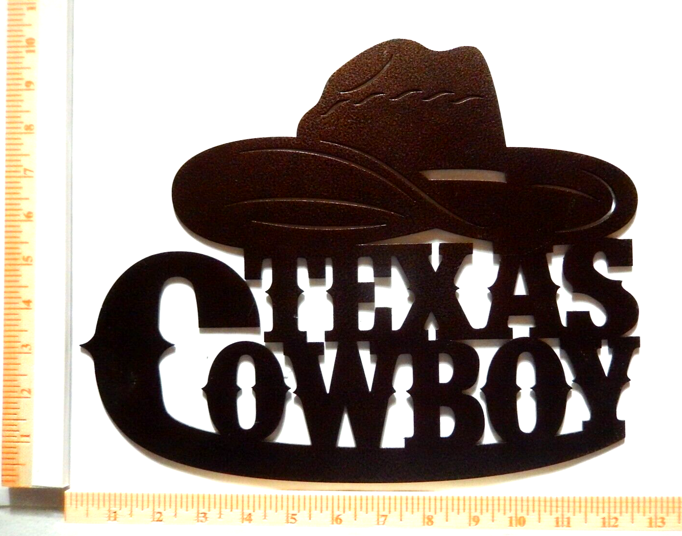 ~NEW~ 14ga.  "TEXAS COWBOY HAT"   Powder Coated Western Metal Art 13" x 10"