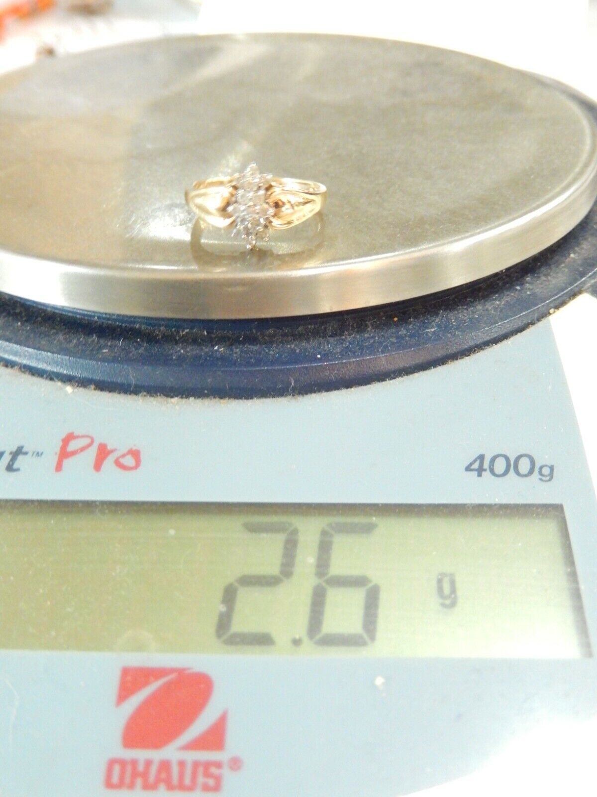 10K YELLOW GOLD .33CT  DIAMOND CLUSTER COCKTAIL  RING SIZE 7