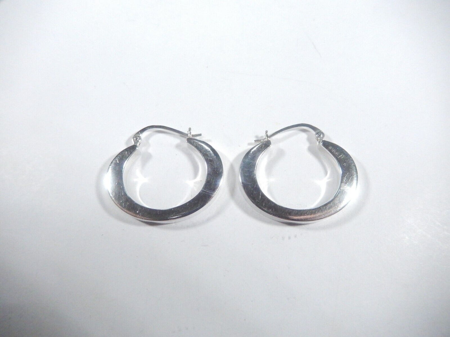 Vintage Sterling Silver Modernist Square Oval Hoop Earrings 33mm