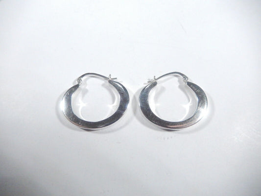 Vintage Sterling Silver Modernist Square Oval Hoop Earrings 33mm