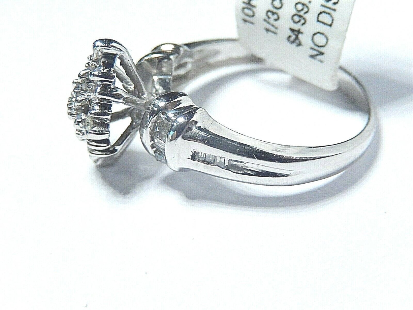*VINTAGE*  10K White Gold Marquise Shape  and Natural Round Diamonds Ring .33ct