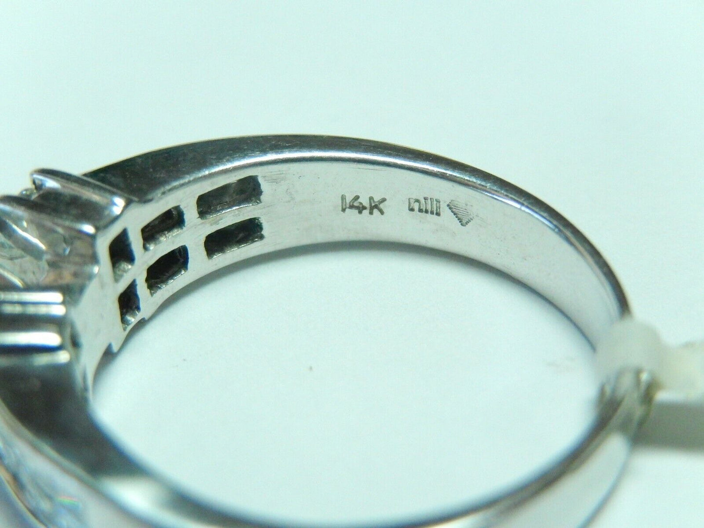 14K White Gold 1.5ct  Natural VVS Diamond  Beautiful Engagement Ring Sz 8.75
