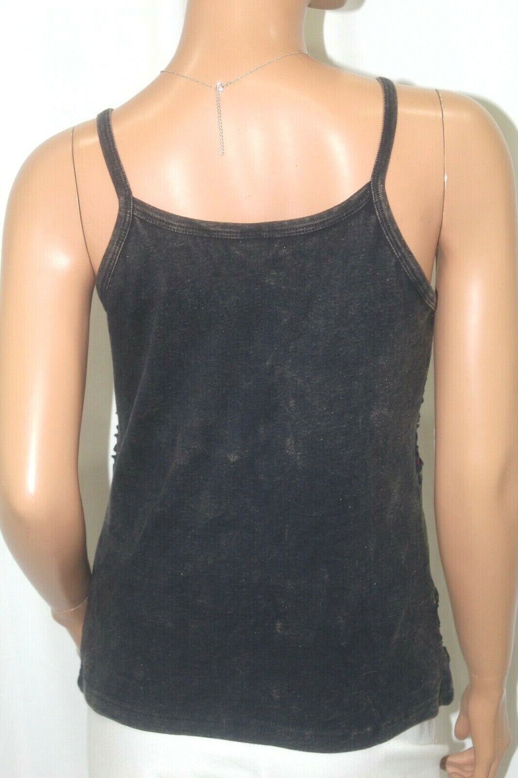 *VINTAGE*  Hippie Boho Tank Top Women's Med Blue With Flower Background - COOL