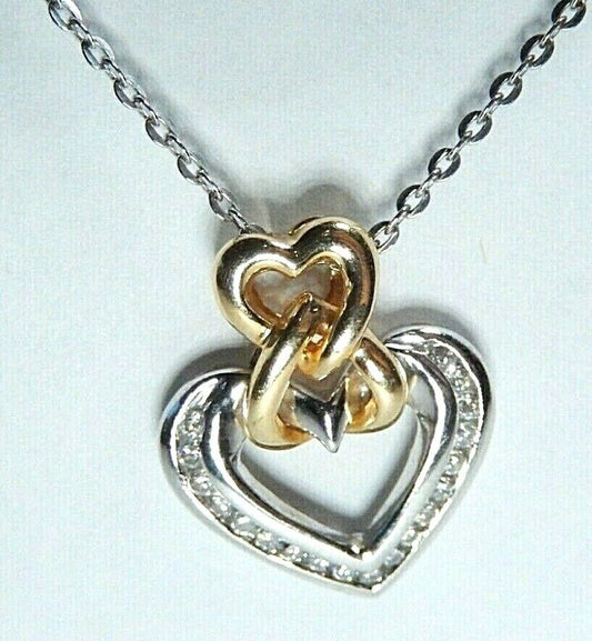 *NEW*  14k  Yellow & White Gold 1/3ct Diamond Heart Pendant Necklace w/18" Chain