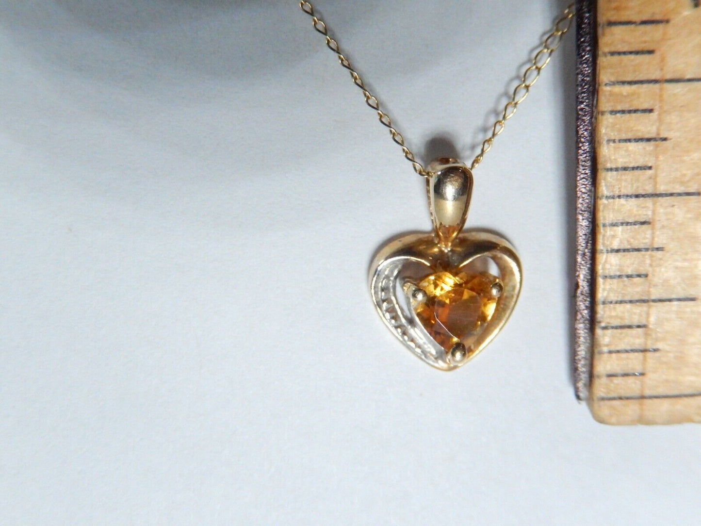 *VINTAGE*  10k Yellow Gold Heart Shape Citrine Pendant  with 10K YG 18" Chain