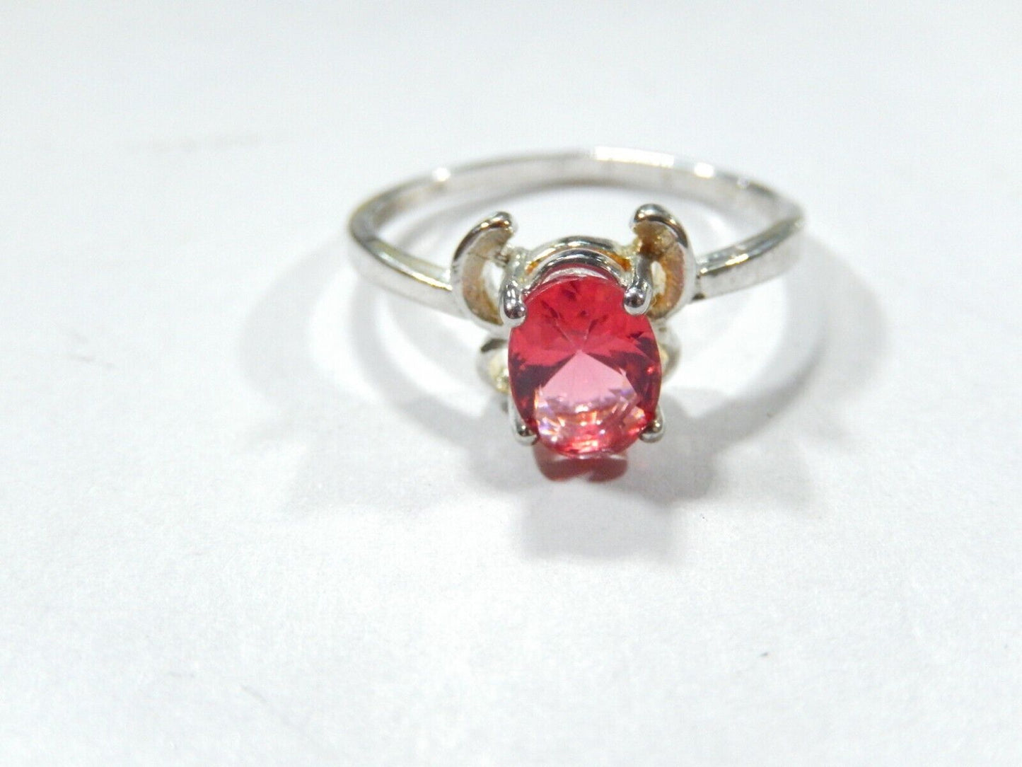 *VINTAGE*  1.00 Carat AAA Oval Red Tourmaline Sterling Solitaire Ring Sz 9