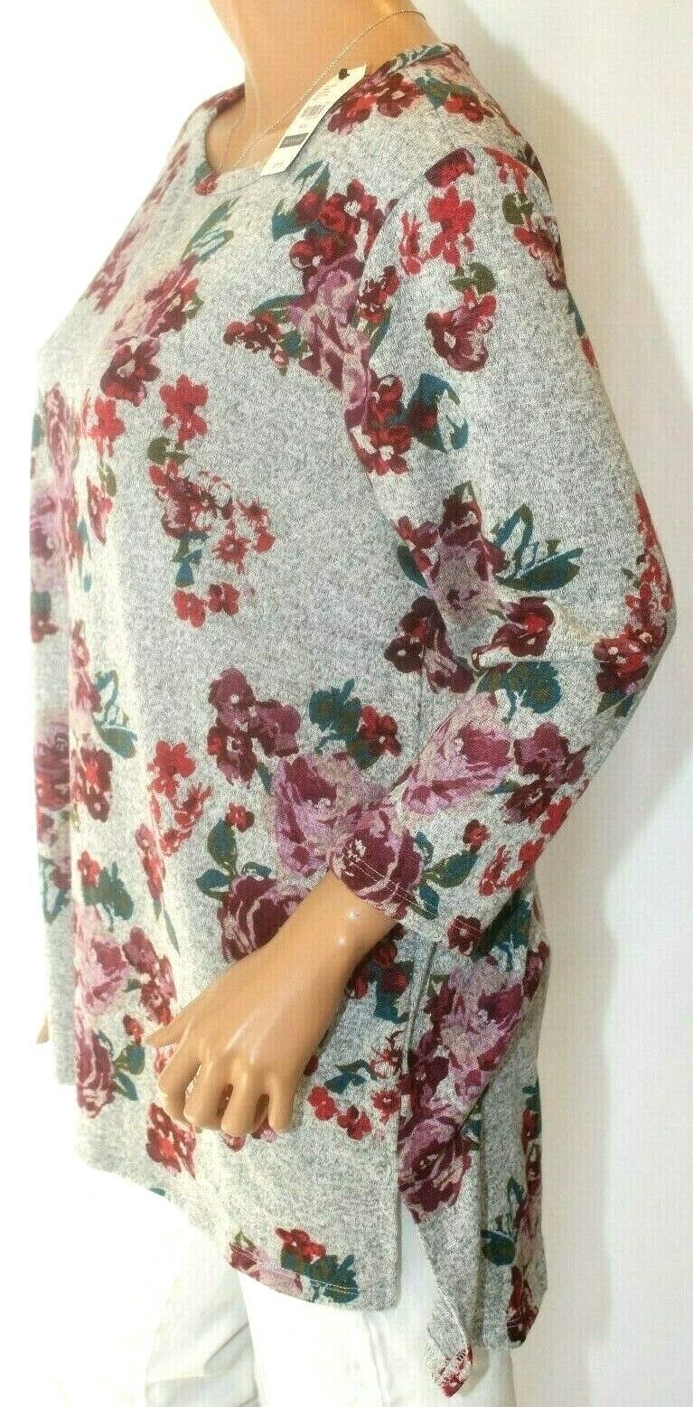 *NWT* Lane Bryant Gray & Floral Knit Smock Long Sleeves Size 14-16