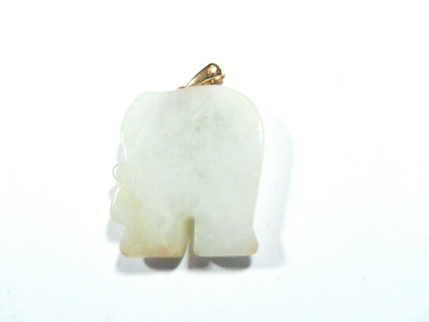 *VINTAGE*  14k Yellow Gold Carved Green Jade Chinese Character Elephant Pendant