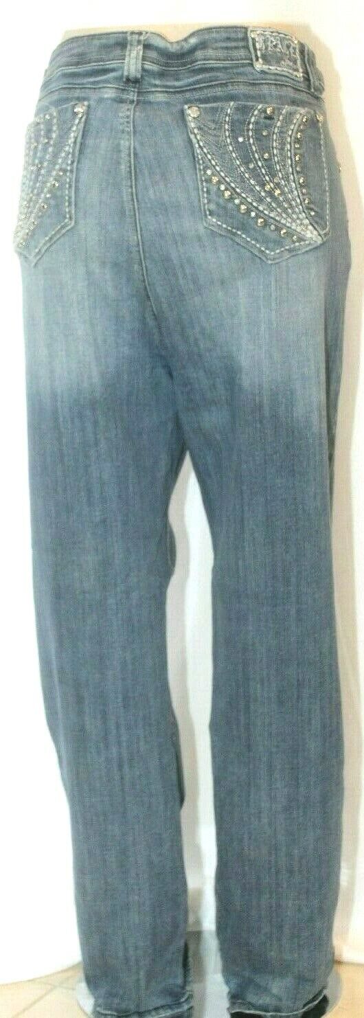 Grace In LA Jeans Womens Blue Bootcut Mid Wash Embellished Stretch Sz 3XL