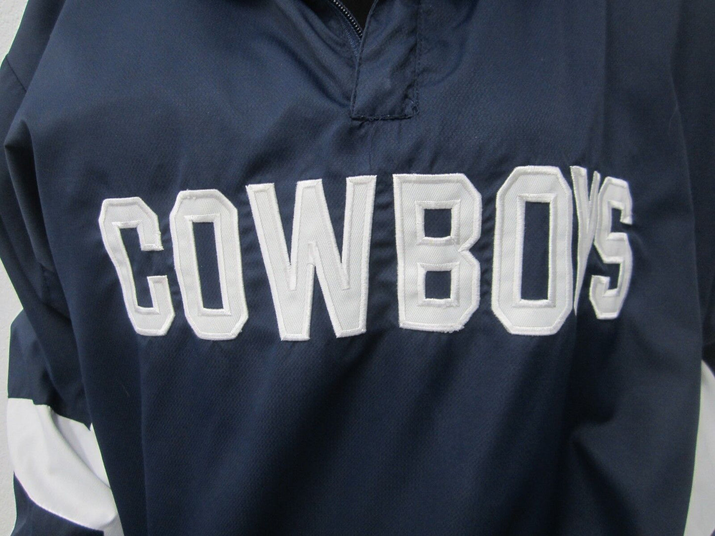 Dallas Cowboys Mens Navy Embroidered 1/4 Zipper Pullover Jacket Authentic Size L