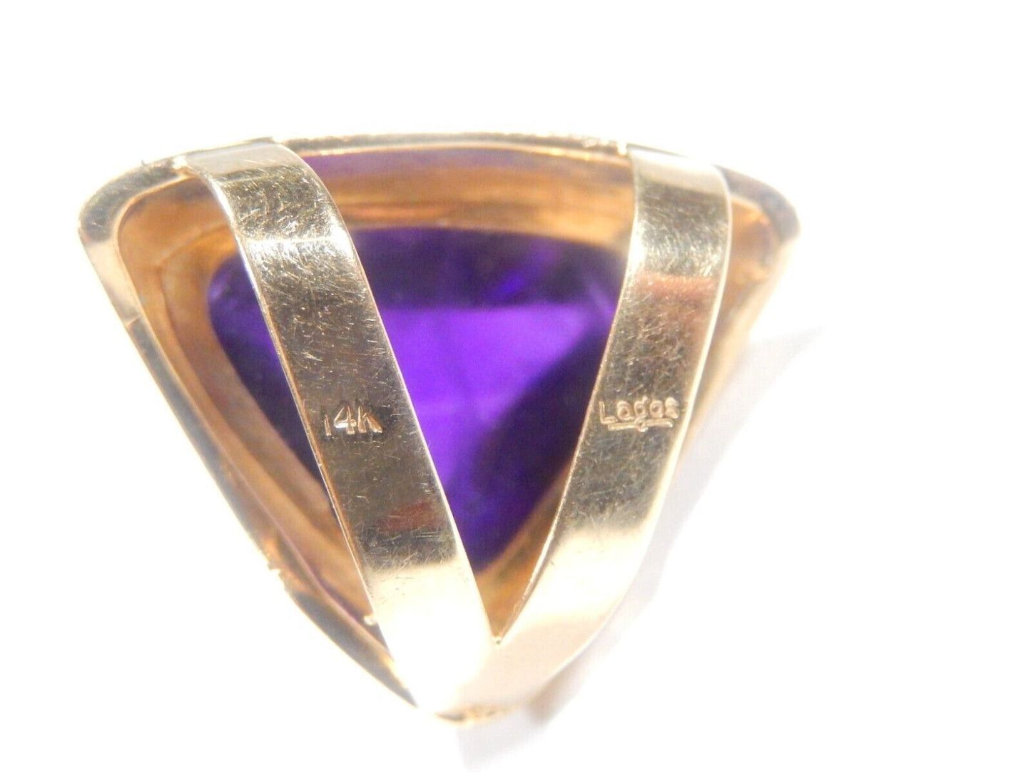 14K Yellow Gold  LAGOS  Massive  Amethyst Gemstone Slide Pendant