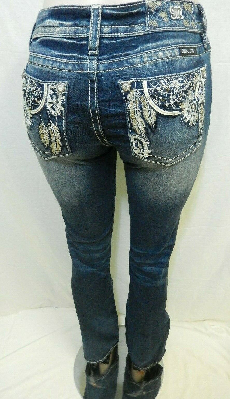 *NWT* Miss Me CUTE M3298B Mid-Rise Chloe Boot Cut Jeans Dark Blue Size W26 x L34