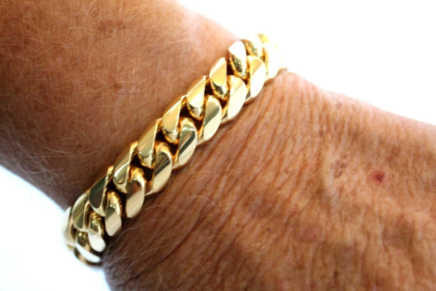 10K Yellow Gold Solid Mens 15mm Miami Cuban Link Bracelet Box Clasp 8.5"-143.3gm