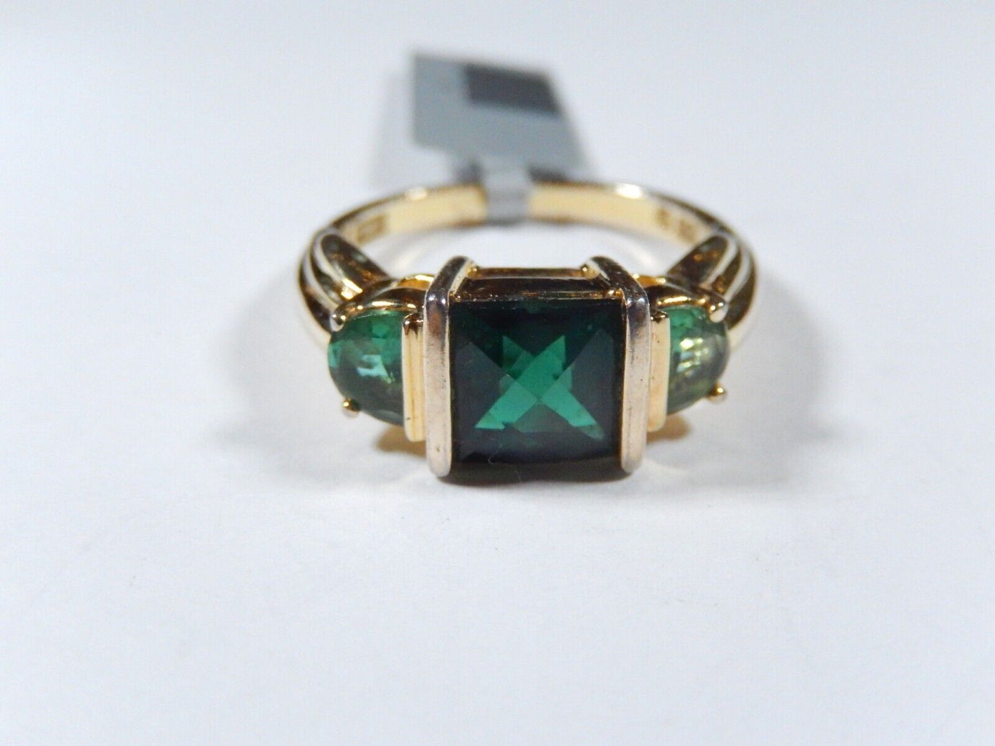 Vintage 18K Vermeil Sterling Silver Lab Emerald  Ring Size 9.25