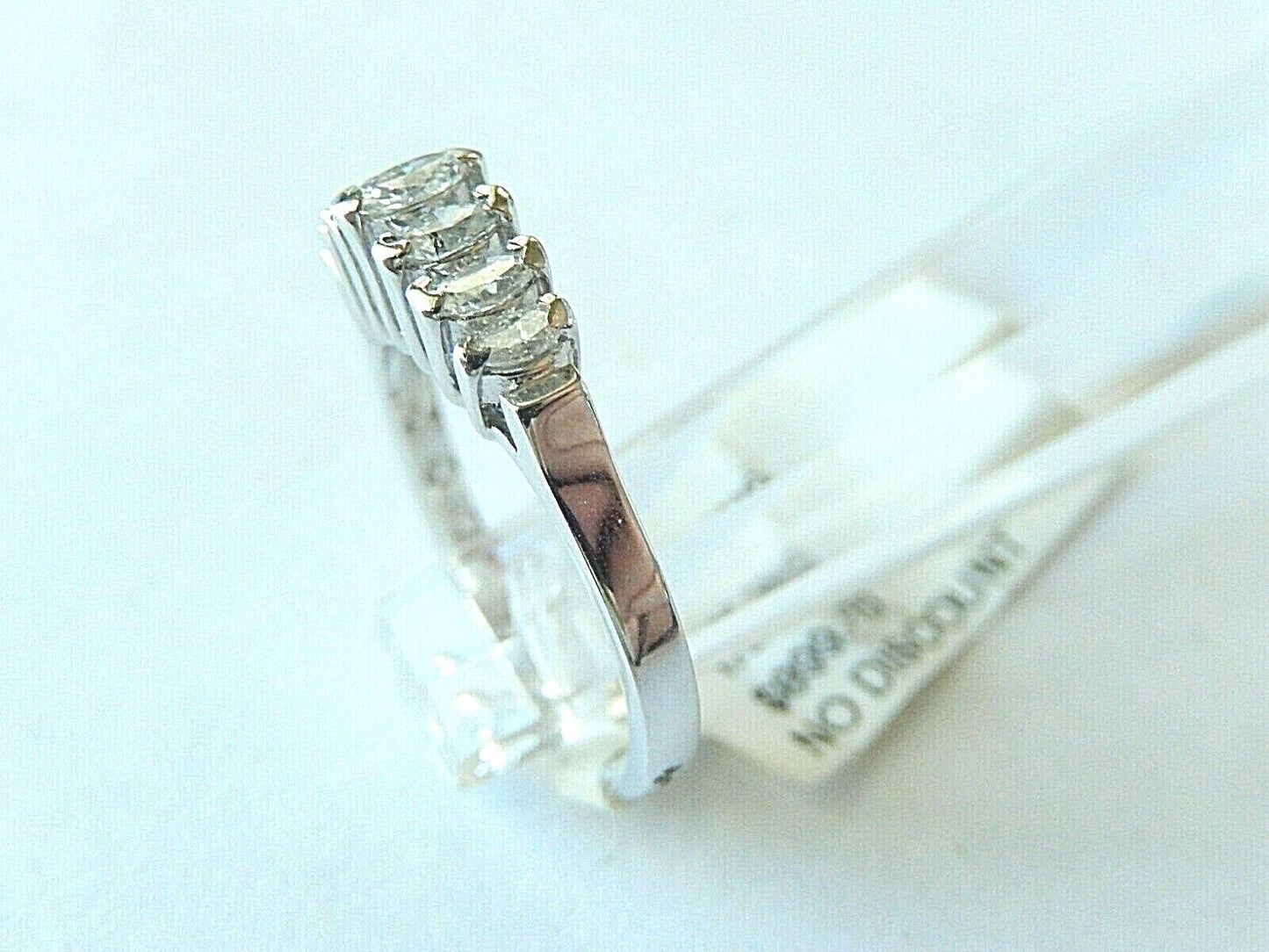 *VINTAGE* 14K White Gold .50CT Marquise Natural 7 Diamond Wedding Ring Sz 6.5