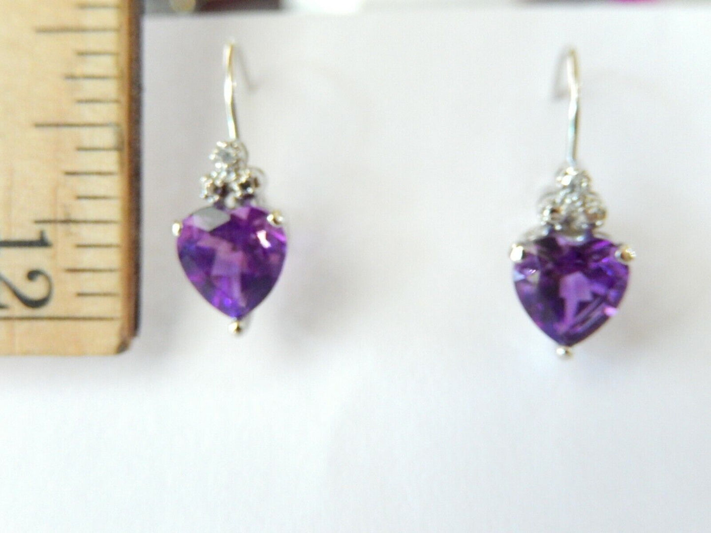 *NWT* 14K White Gold 3.00CT Amethyst and Diamond Lever Back Earrings