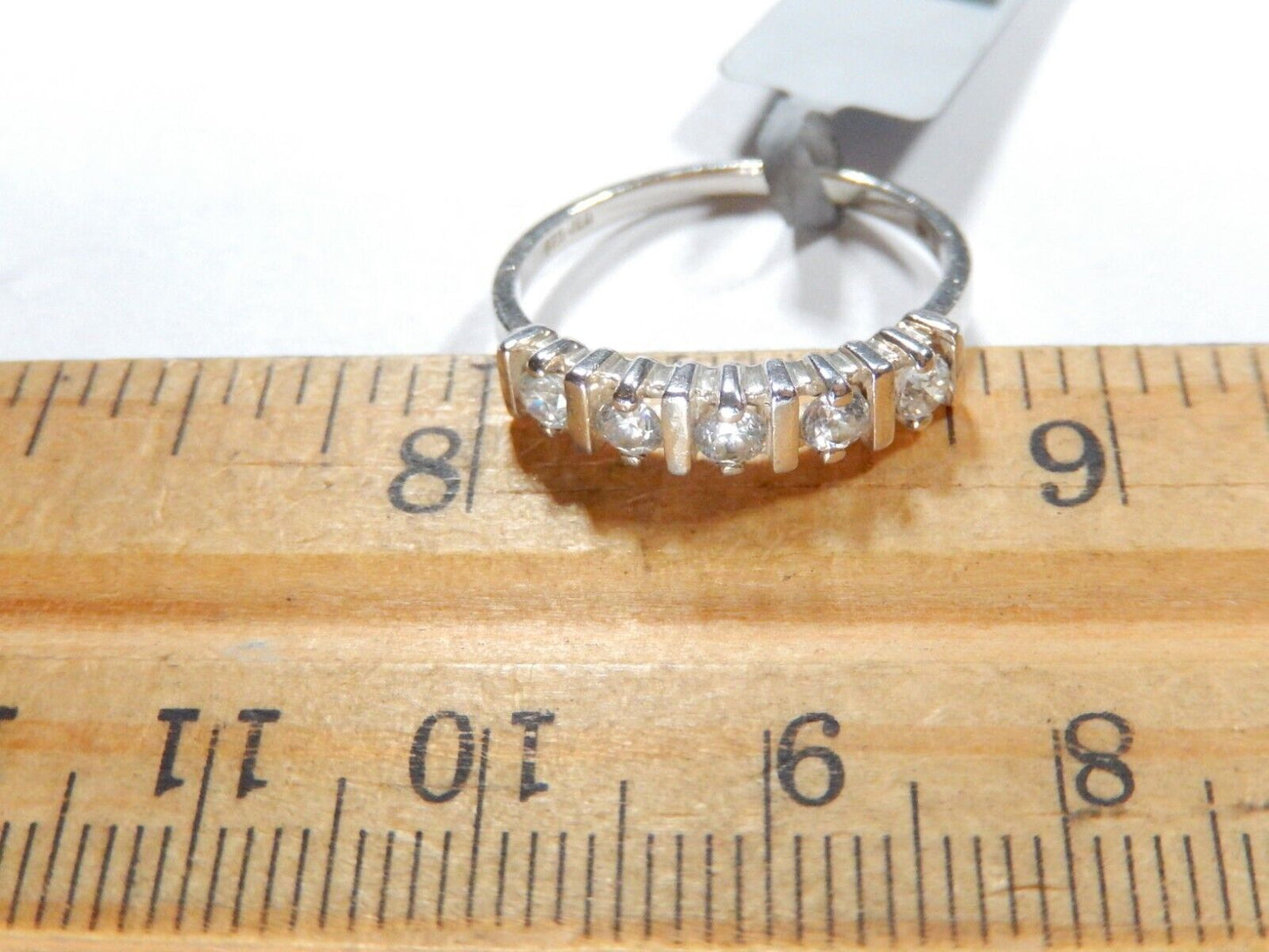 *VINTAGE*  Sterling Silver Channel-Set CZ 4mm Band Ring Size 7.75