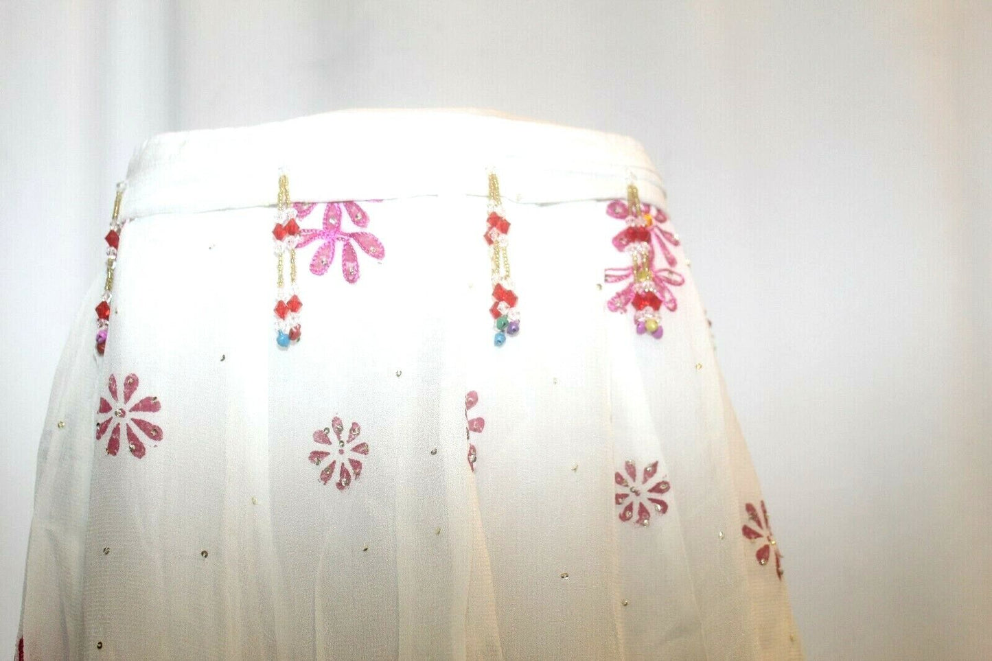 Women’s Flaring Skirt with Beautiful Sequence and Beads Waist 42" Drawstring