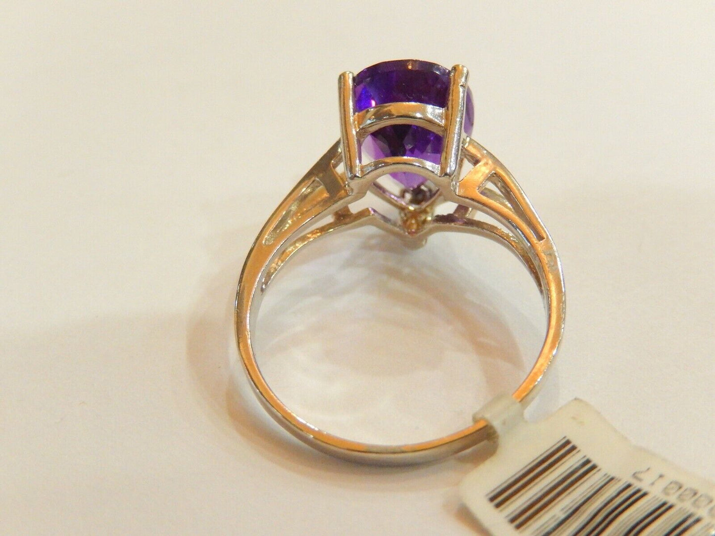 VTG 5CT Pear Shape Deep Purple Brazilian Amethyst 10K White Gold Solitaire Ring