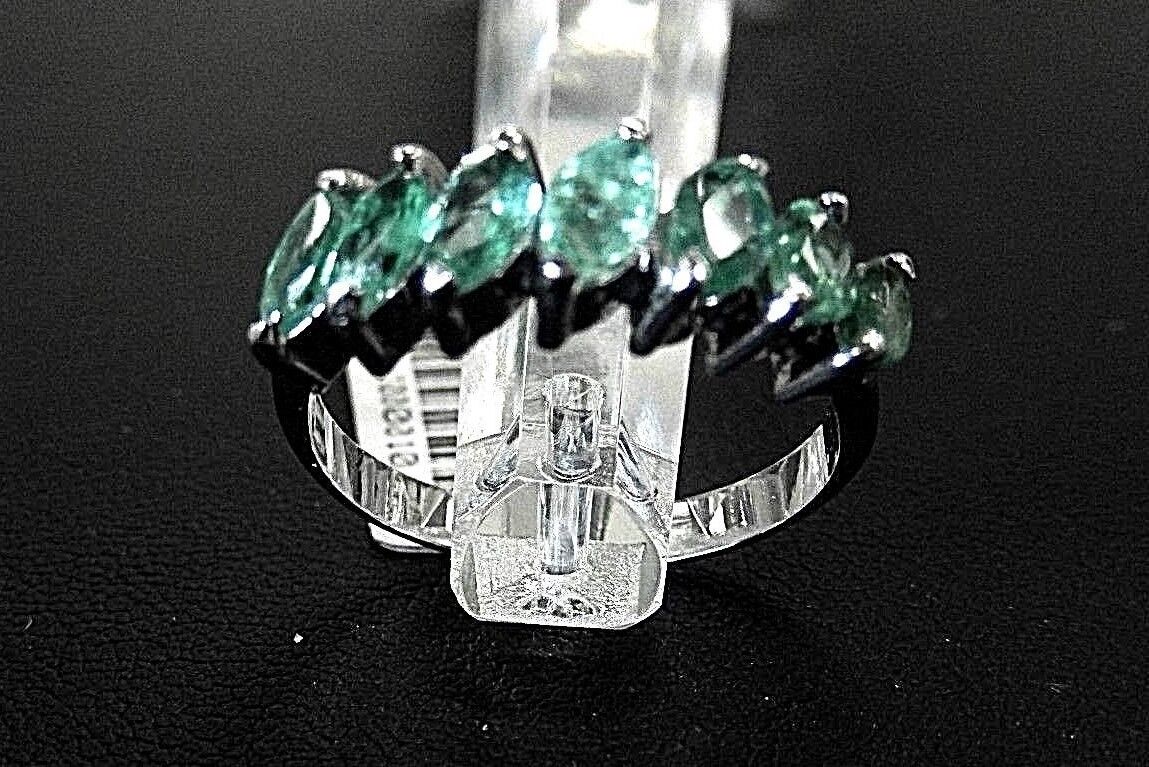 *NEW*  Natural Marquise Emerald Ring 1.00 Carats TCW 10k White Gold Size 7.5