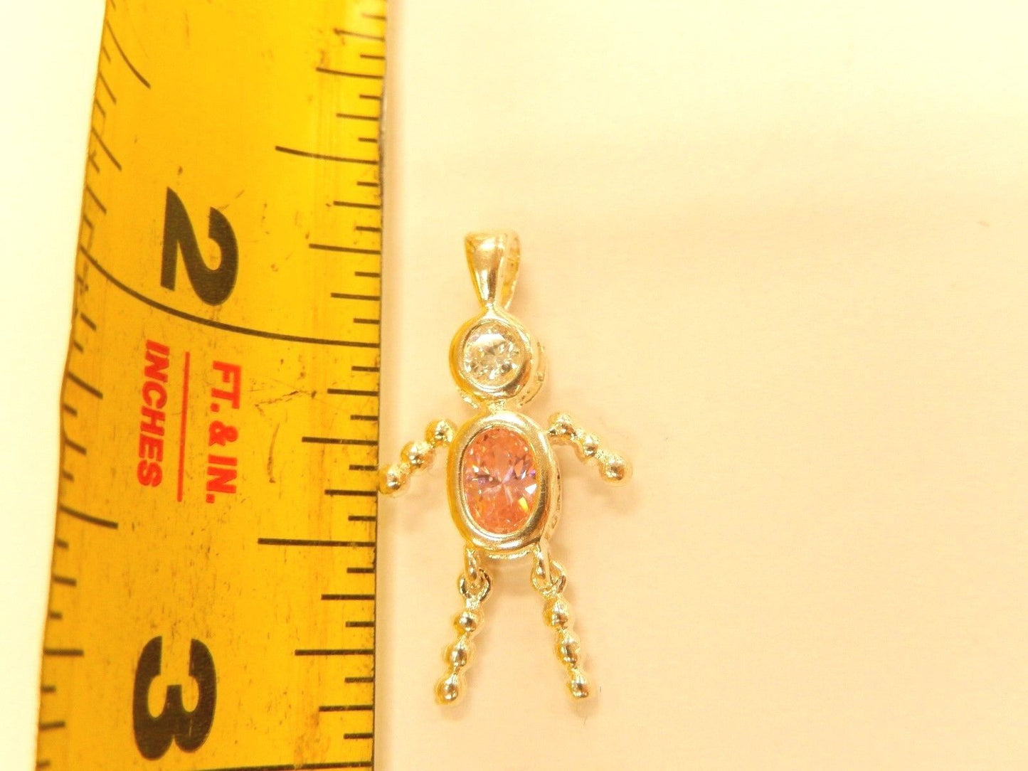 .925 Sterling Silver OCTOBER PINK STONE BOY BIRTHSTONE BABY CHARM/PENDANT