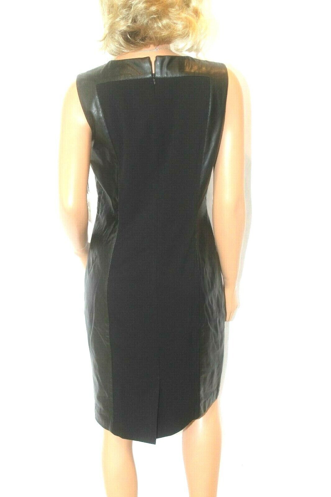 *NWT* CALVIN KLEIN BLACK FAUX LEATHER & POLYESTER SLEEVELESS SHEATH DRESS SIZE 8