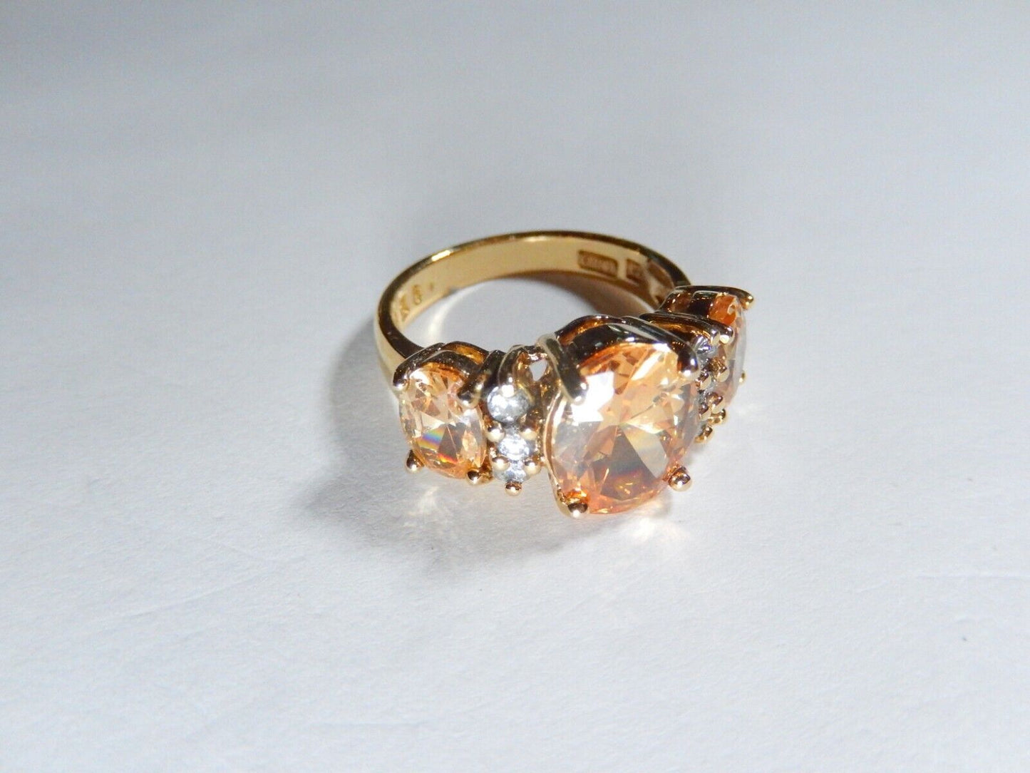 *VINTAGE*  18K Gold  VERMEIL Sterling CZ AND 3.0 CT CITRINE RING SIZE