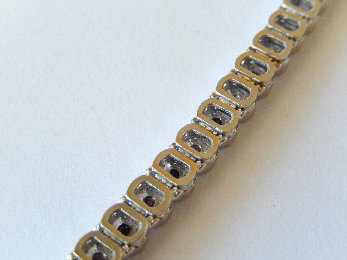 *VINTAGE* LADIES 14K WHITE GOLD 2.00CT BLUE SAPPHIRE & VS DIAMOND BRACELET 7.75"