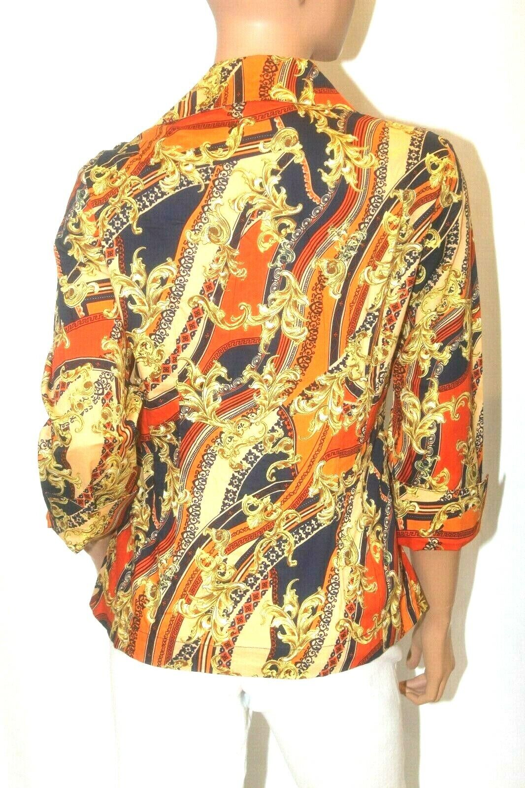 *NWT* Mishca  Tie Front Blouse Topper 3/4 Sleeve Flip Cuffs "SUPER CUTE" Sz M