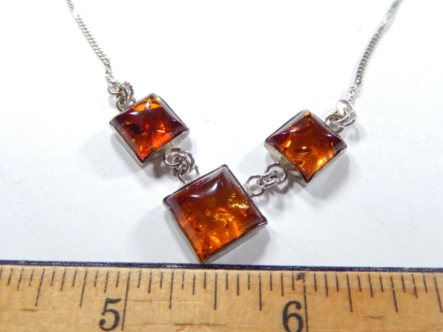 *VINTAGE*  Baltic Amber Sterling Silver Pendant Necklace 925 Cool Piece! 16"