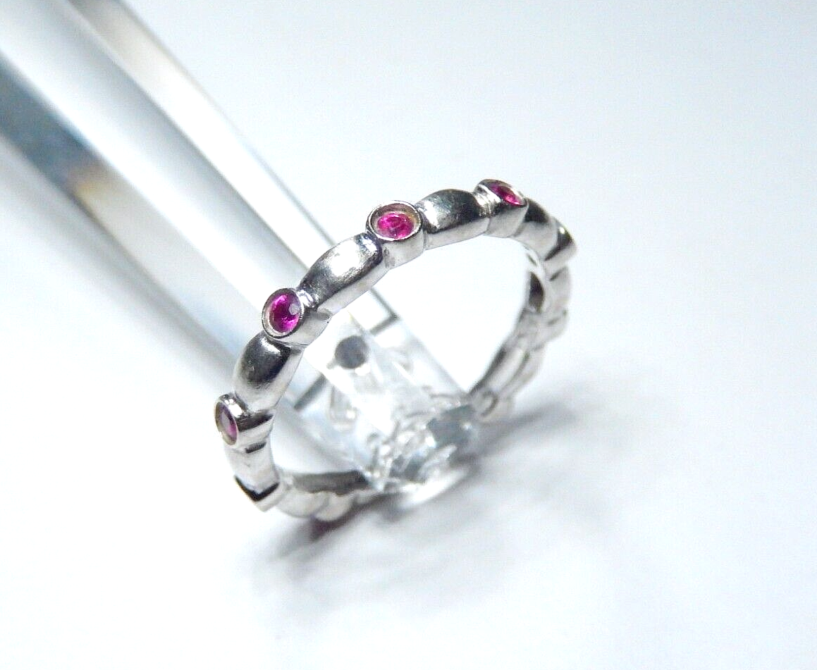 GABRIEL & CO.  14K WHITE GOLD NATURAL RUBY WEDDING  RING SIZE 6