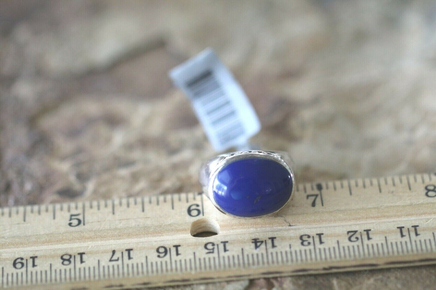 *VINTAGE*  Blue Lapis Lazuli Sterling Silver Solitaire Oval Ring Size 7.5
