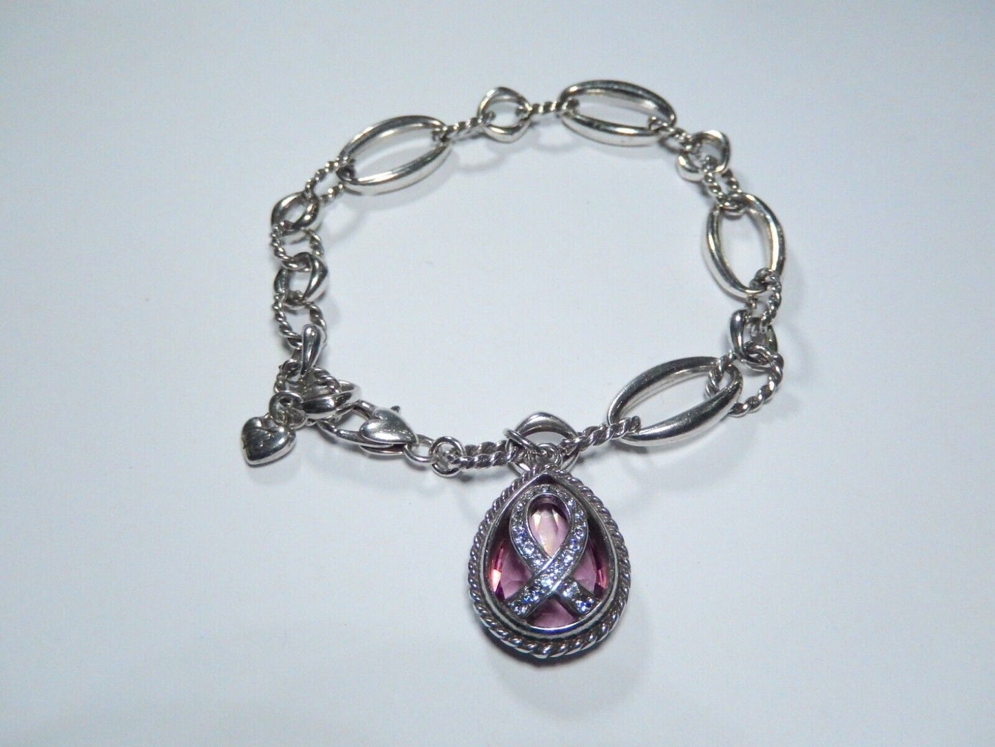 Brighton Power Of Pink Breast Cancer Ribbon Crystal Charm Bracelet D23343