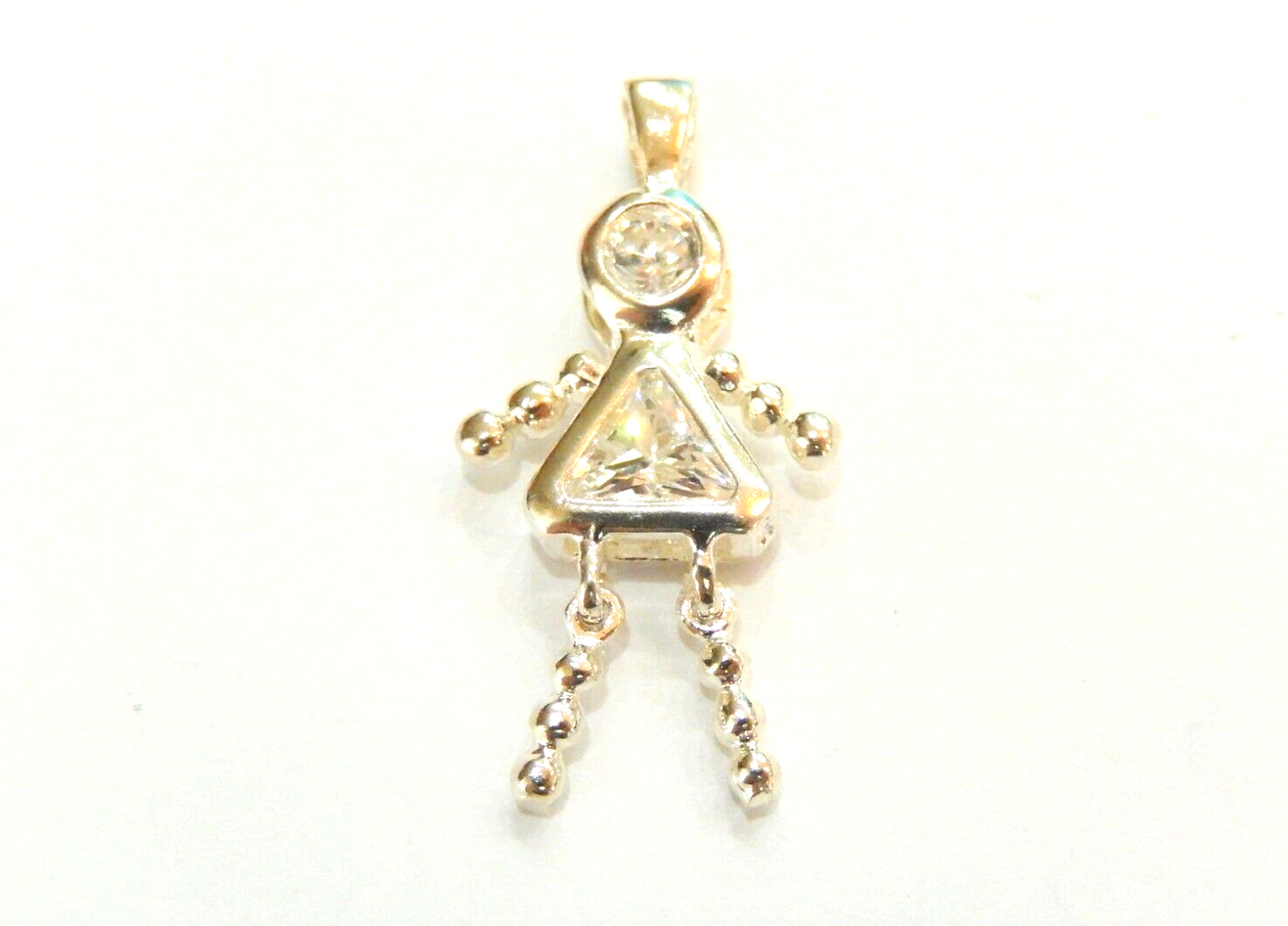 Clear CZ April Sterling Silver Birthstone Baby Girl Pendant / Charm