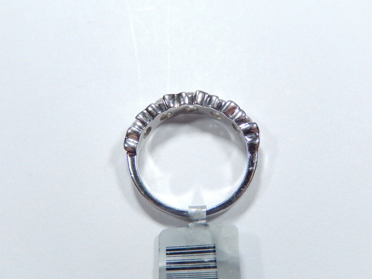 *VINTAGE*  Sterling Silver  HUGS & KISSES  X's & O's 4mm CZ Band Ring Sz 5