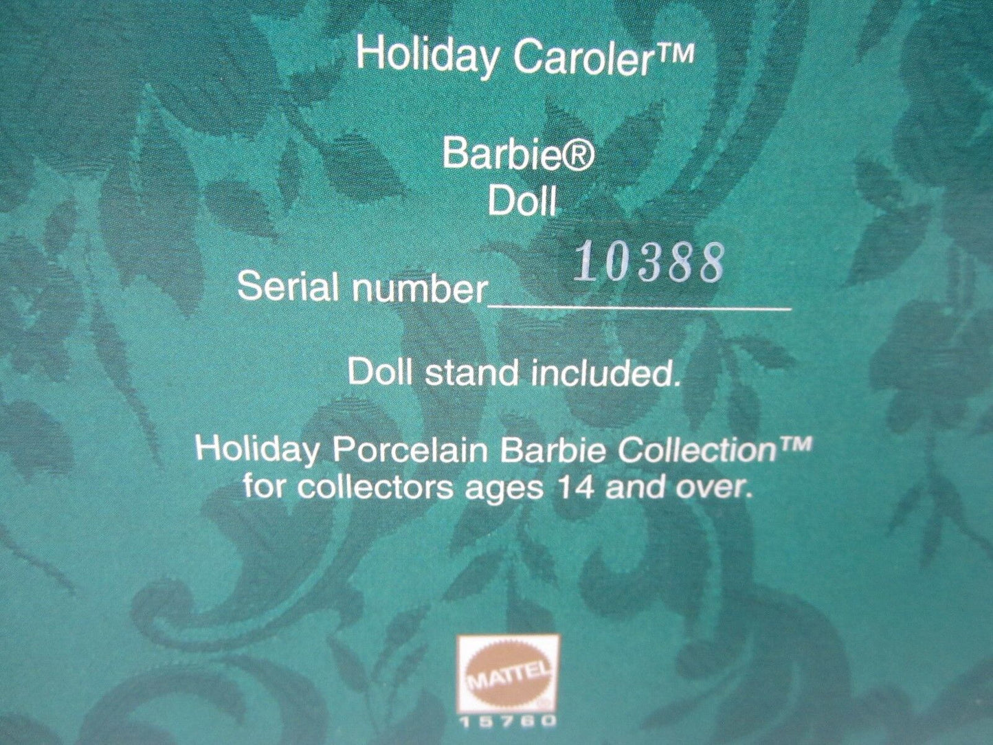 1996 Holiday Caroler Porcelain Barbie Collection 15760 Mattel  NRFB