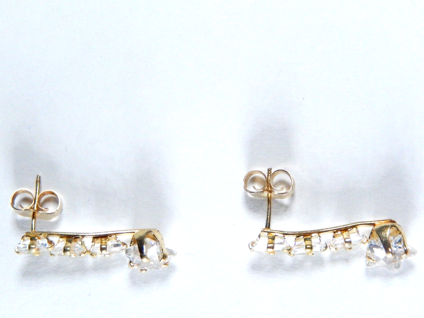*VINTAGE*  10K Yellow Gold Drop Dangle CZ Waterfall Earrings