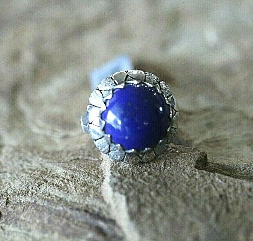*VINTAGE* SIGNED STERLING SILVER MEXICO LAPIS LAZULI LARGE DOME  RING SIZE 9