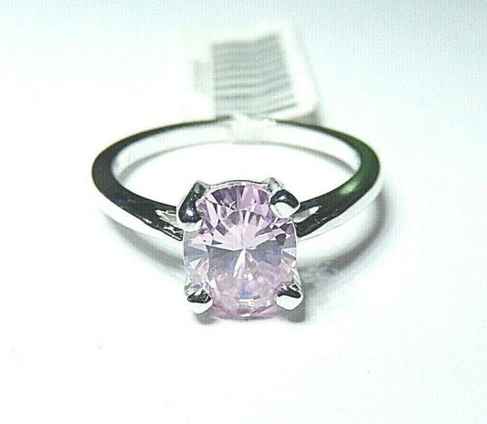 *NWT* 14K White Gold 1.25CT Oval Pink Tourmaline  Solitaire Ring Size 6