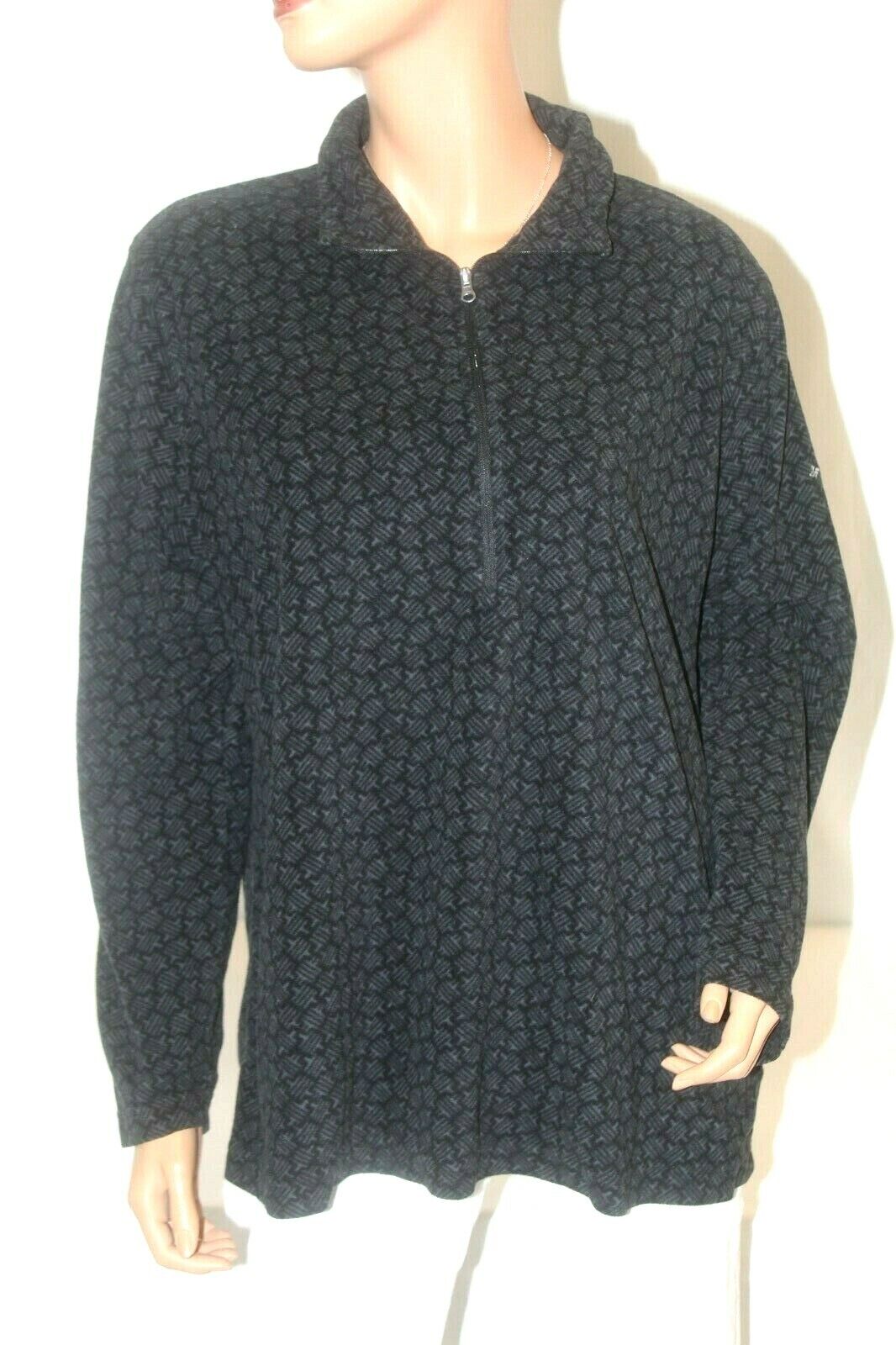 Columbia Women's Black/Gray Super Soft Fleece Sweater 1/4 Zip Up Jacket Sz 1X