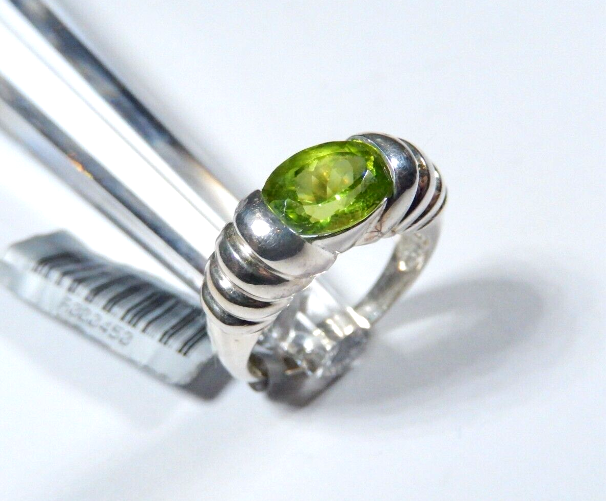 Vintage Sterling Silver 925 Pave Set Peridot Green August Ring Size 6