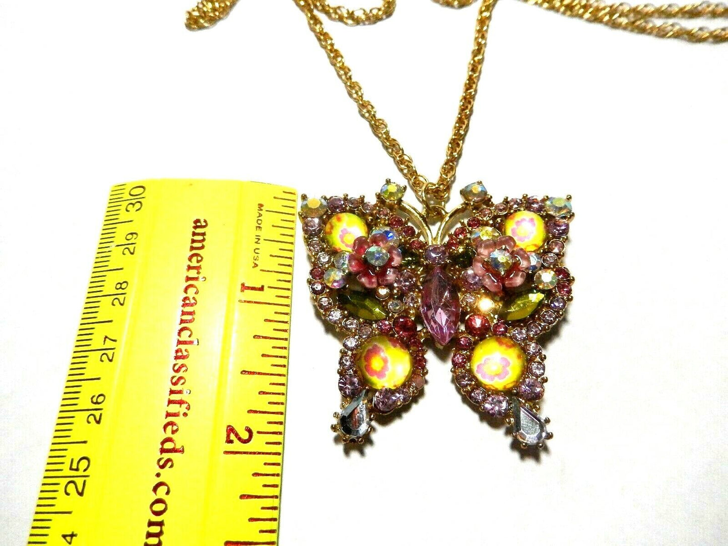 *NEW*   Betsey Johnson BUTTERFLY PENDANT NECKLACE LARGE - 30" LENGTH