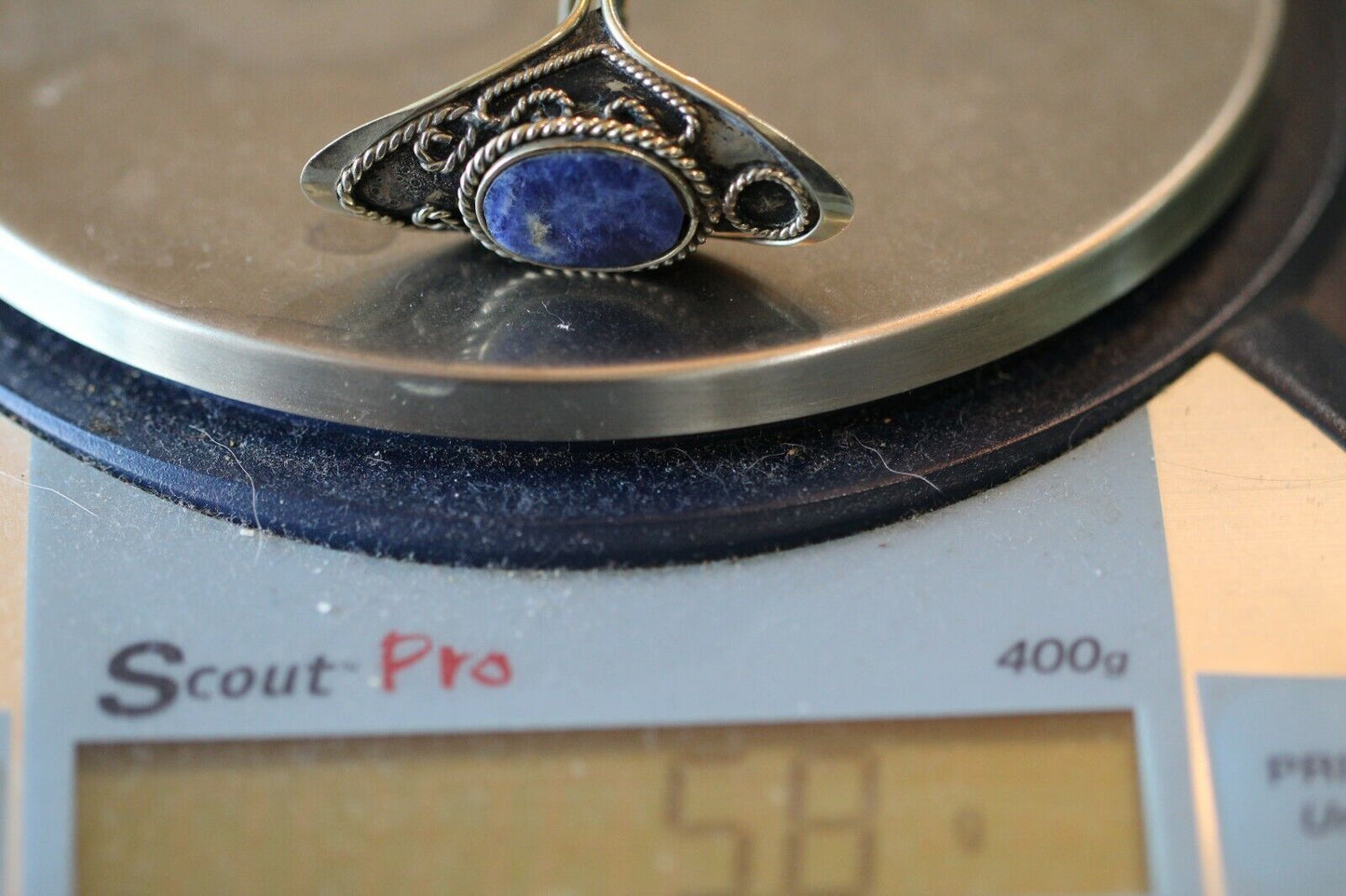 *VINTAGE*  Lapis Tibetan Long Silver Bohemian Handmade Ring Size Adjustable