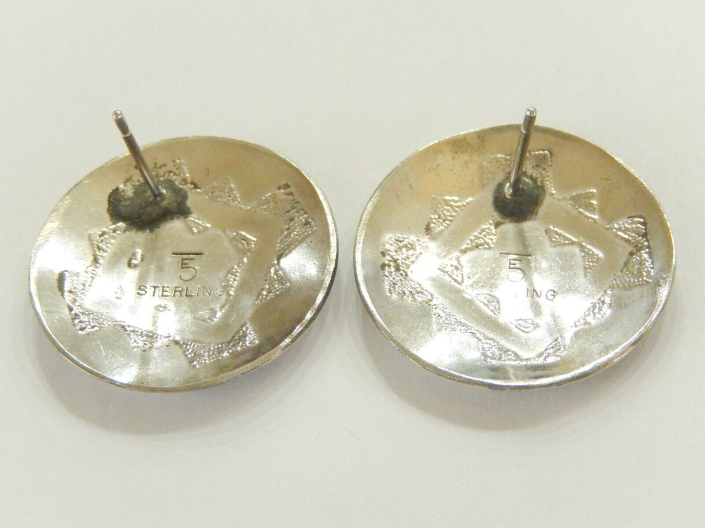 *VINTAGE*  Native American Signed Navajo Sterling Silver Concho Earrings